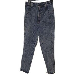 Chic High Rise Tapered Leg Denim Acid Wash Blue Jeans Size 9 Vintage